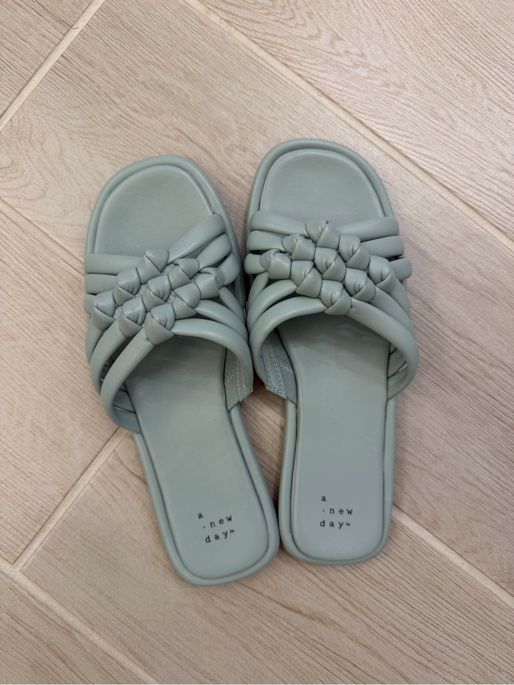 Target A New Day Braided Woven Slide Sandals Dusty Teal Size 8 NWOT